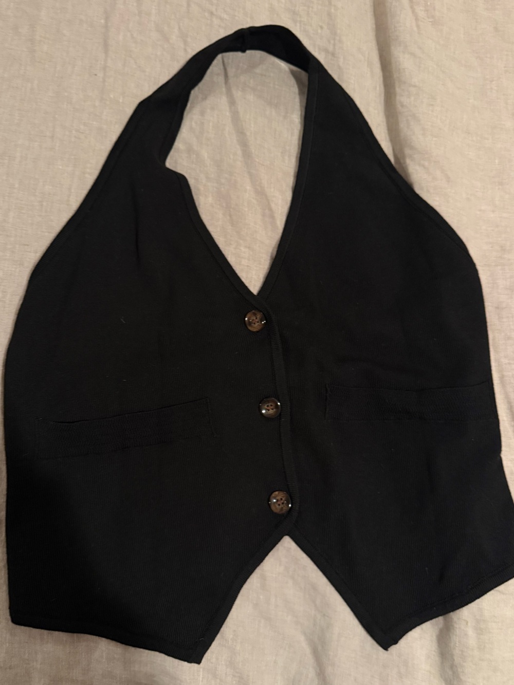 HALARA Black Button-Front Knit Vest (NWOT)